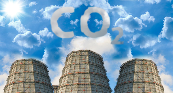 Image shows CO2 written in the clouds.